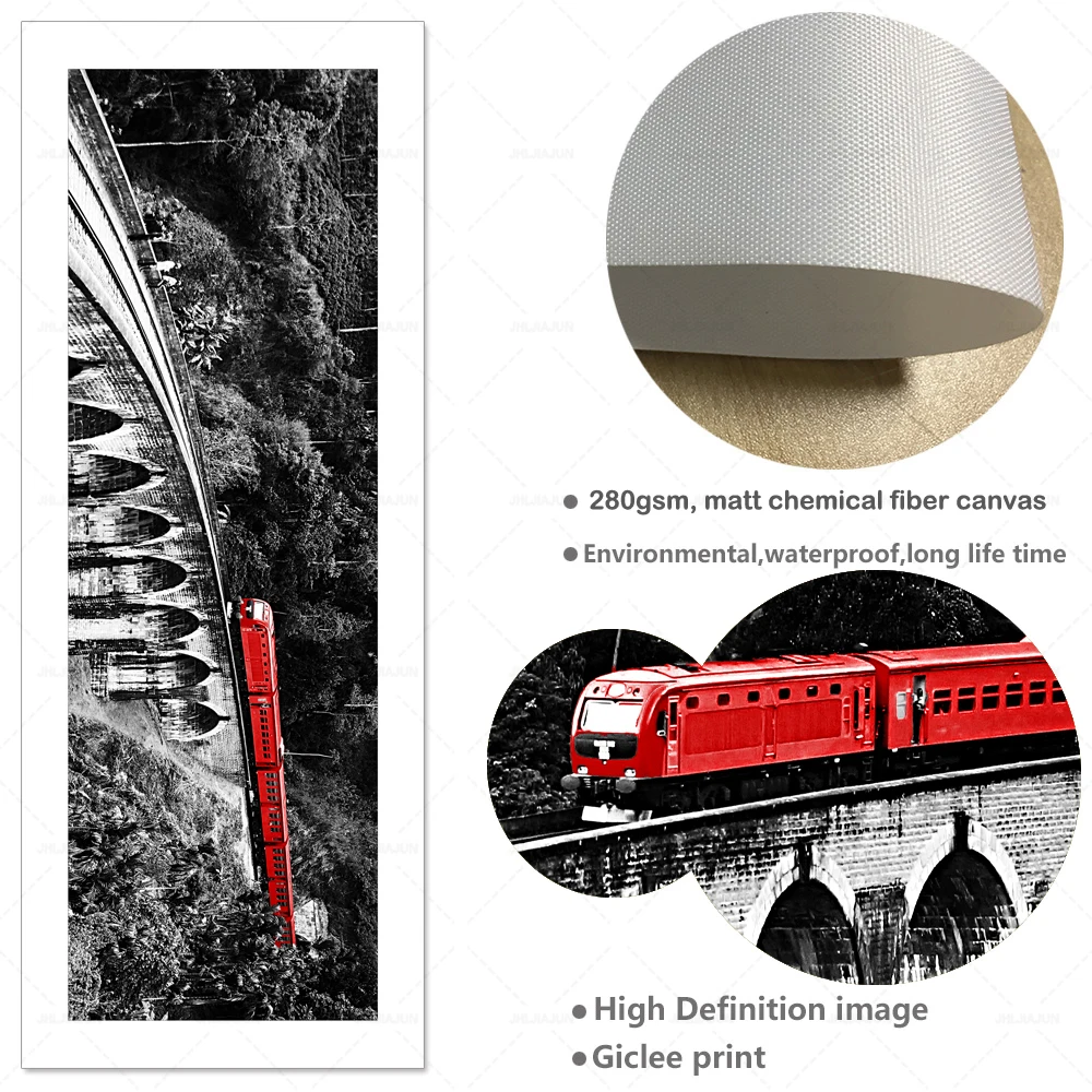 Abstarct черно-белый заснеженный пейзаж плакаты и принты красный поезд Холст Картина лес стены Искусство домашний декор