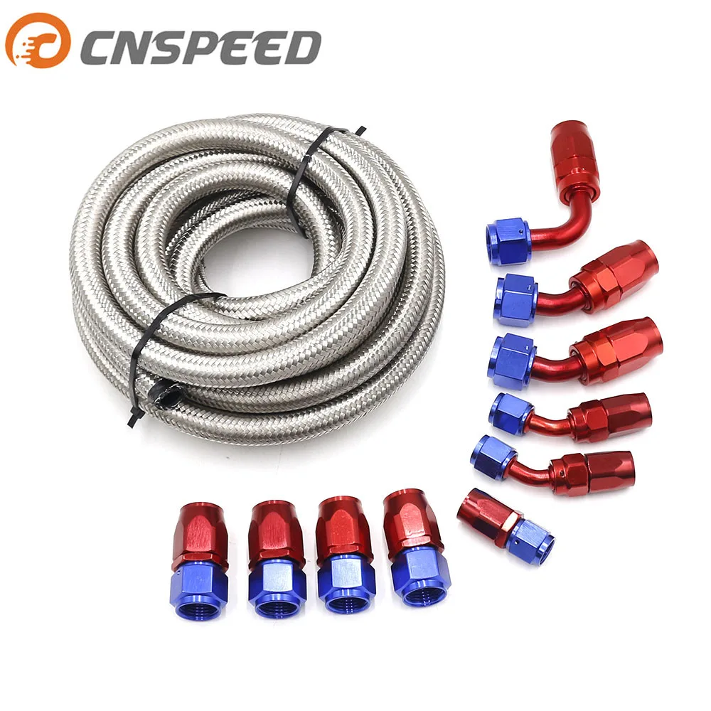 

CNSPEED Silver tubing connector AN6 connector O degree 1, AN8 connector 0 degree 4, AN8 connector 45 degree 2, AN6 YC101144-SL