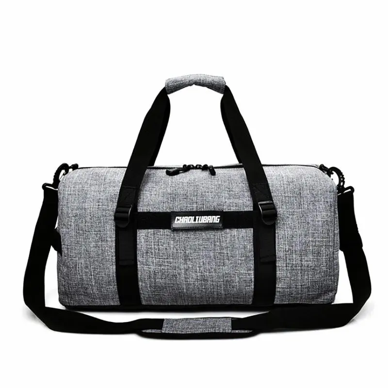 Gray Oxford Men Gym Bag Travel Waterproof Skiing Storage Bag Large