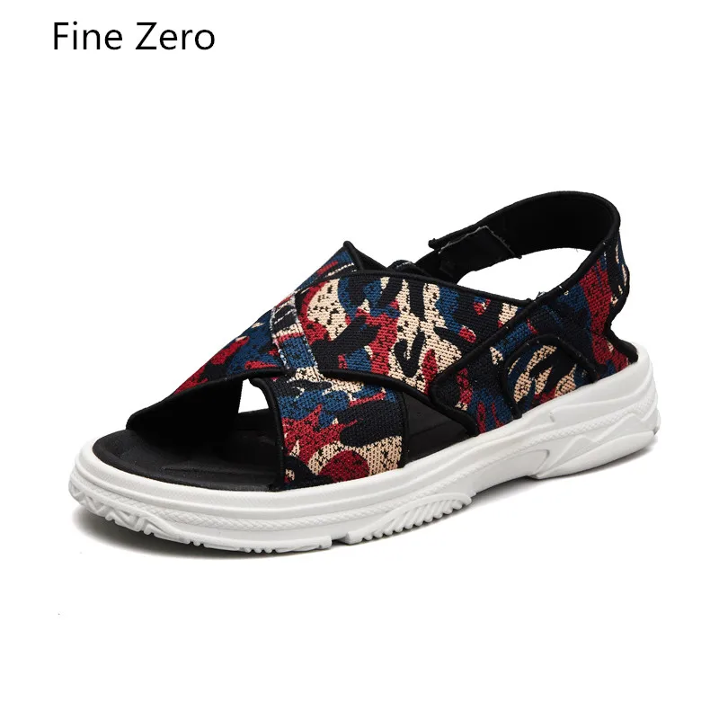 

2019 Male Comfort Woven open-toed Sport sandals Casual wedge Platform shoes outdoor summer Beach shoes tourism Sports shoe