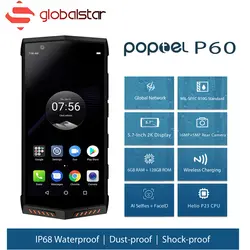 Poptel P60 прочный 4G мобильный телефон IP68 Водонепроницаемый 5,7 дюймов 6 ГБ 128 ГБ 5000 мАч Android8.1 Face ID 16.0MP сзади Камера смартфон