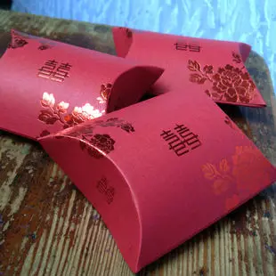 

Free shipping rose red chinese style pillow shape candy paper box , 250 pcs/lot , XY1
