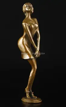 

11"Chinese Brass Copper Casting Vivid Goddess Ballet Art Sculpture Statue