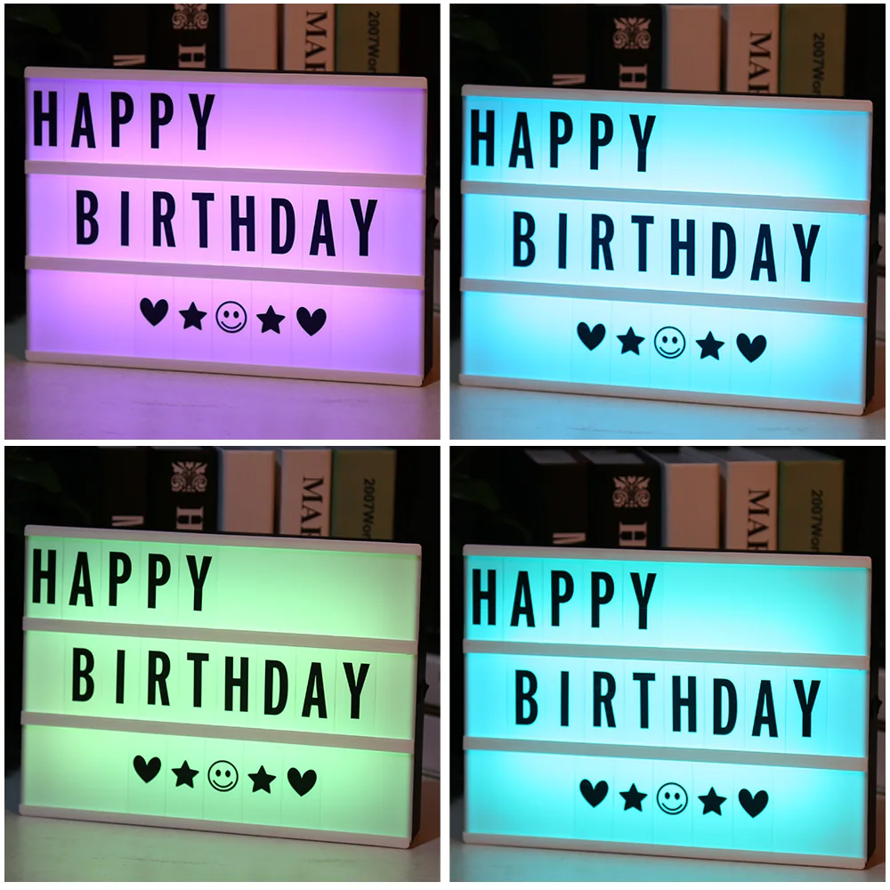 

DIY Letter Combination Light Box Night Lamp LED Color Changing With Remote Control Home Decoration Bed Lamp USB Cinema Lightbox