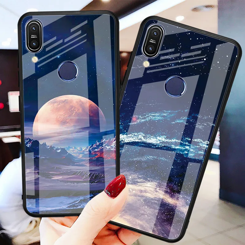 

Tempered Glass phone case For Asus Zenfone Max Pro M1 ZB602KL ZB601KL M2 ZB631KL ZB633KL Flamingo owl sky pattern Cover Coque