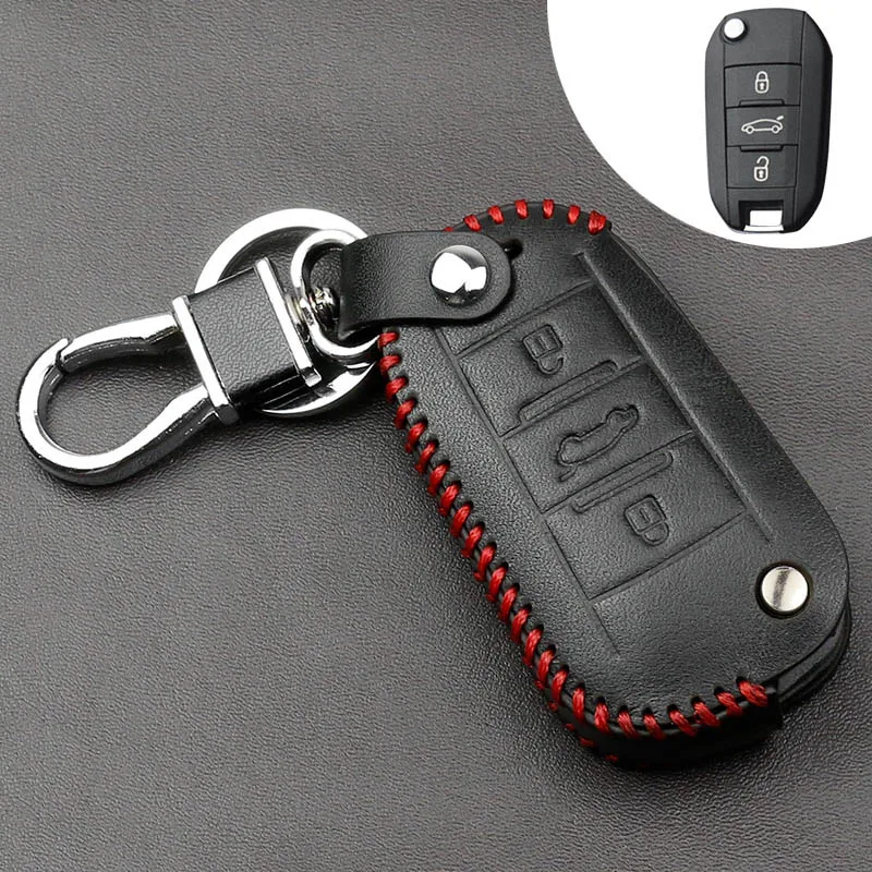 Чехол для автомобильных ключей из натуральной кожи Peugeot 107 207 307 308 407 607 206 208 301 406 408