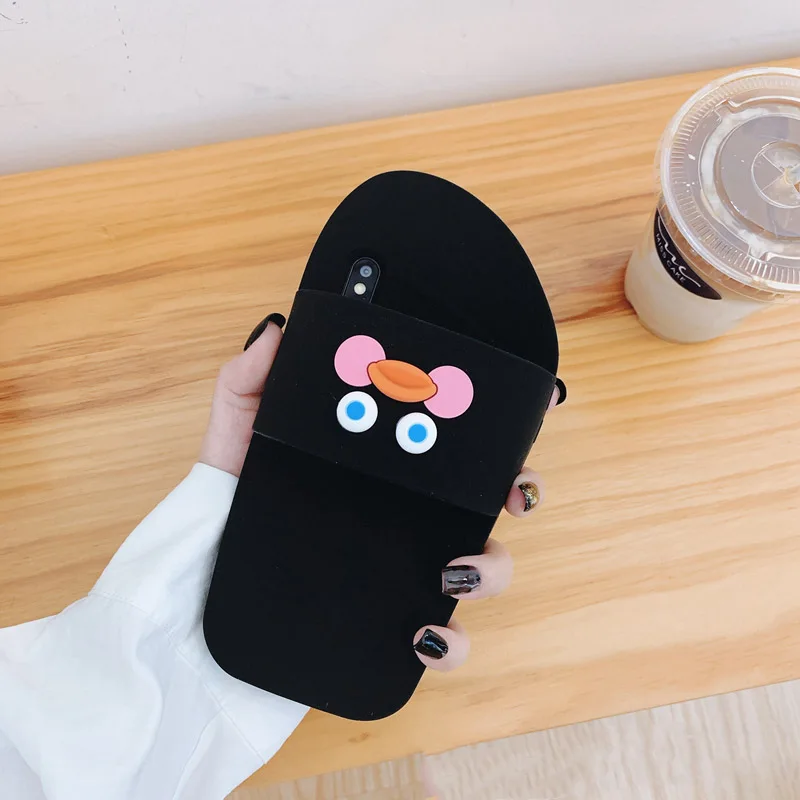 Смешные Тапочки обувь чехол для телефона iphone X XR XS Max 7 8 плюс 6 6s Чехол с милым