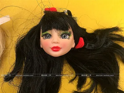 Новая модная кукла голова с черными коричневыми волосами DIY аксессуары для больших глаз голова кукла монстр кукла девушки - Цвет: Шоколад