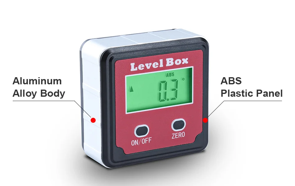 Syntek красный точность цифровой угломер и уровень Box Цифровой угломер электронный уровень с базой магнита автоматический LCD CE