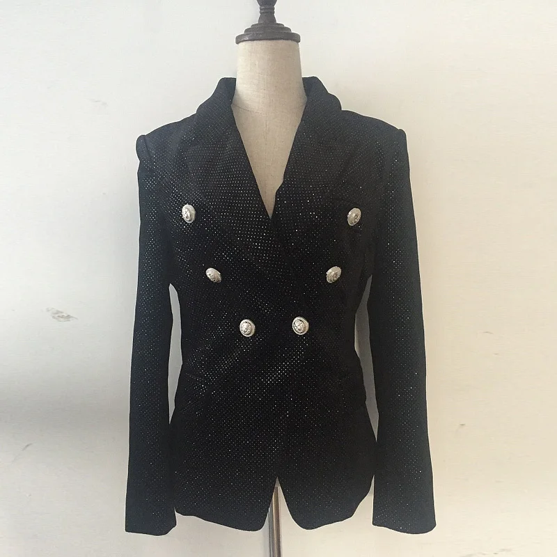 Spring Autumn black blazer woman 2019 New Office Lady Double Breasted Jackets modis Dot Long Sleeve blazers and jackets