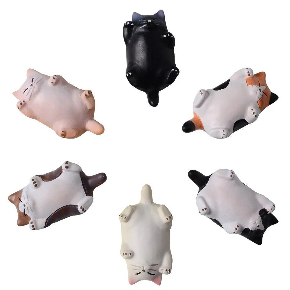 6 Pack Cat Refrigerator Magnets Office Magnet, Funny Kitten Kitchen Toy Decor Fridge Cat Ornament, Perfect for Whiteboard, Refrigerator, Map, Notes, Calendar, Gift for Lady 04