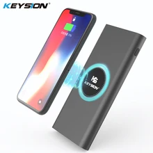 KEYSION 10000 мАч Qi Беспроводное зарядное устройство, внешний аккумулятор для быстрой зарядки телефона, внешний аккумулятор, металлический внешний аккумулятор для iPhone XS Max XR X 8 S9