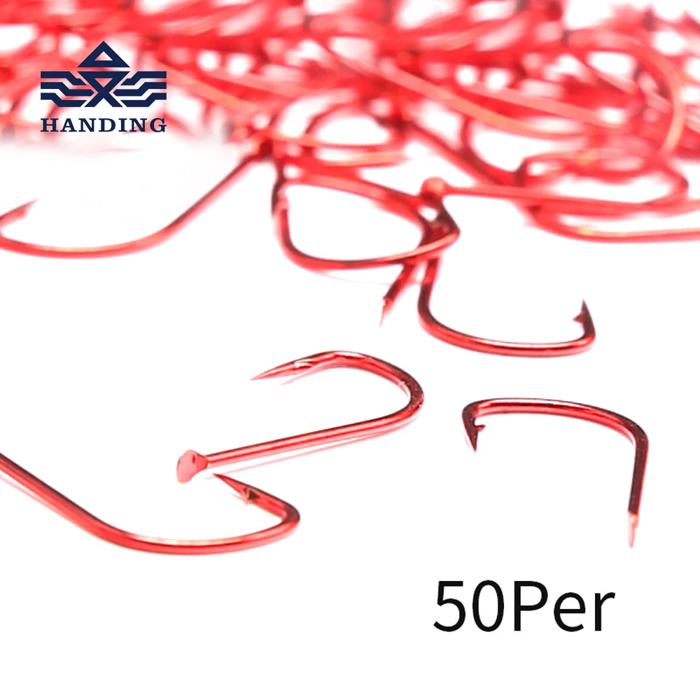 Handing 1 7 Red high carbon Hooks Barbed Fishing Hooks High Quality Brand Carp Fishing