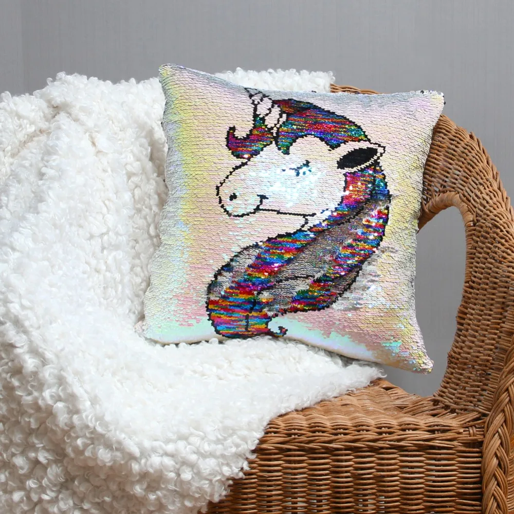 Icosy Home Decorative Unicorn Pillows for Sofa Double sided Embroidery