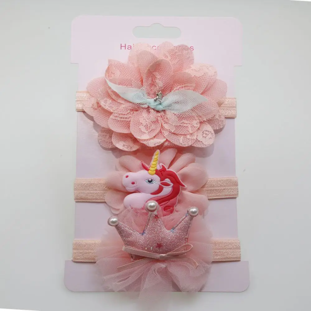

3 Pcs/Set Newborn Flower Headband Nylon Flowers unicorn Hair Bands Newborn Headwear Photography Props Hair Accessories