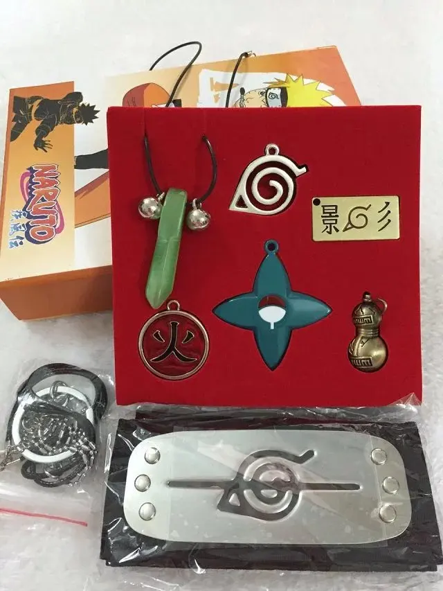 Anime Naruto Uzumaki Kunai Shuriken Wearing necklace Pendant Cosplay 7 pcs/set Periphery Doll