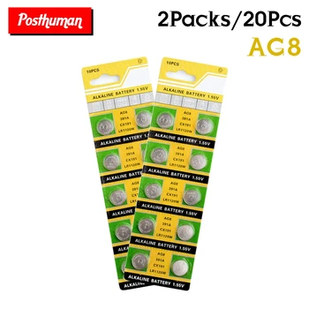 

20pcs 1.55v AG8 Bateria Alkaline 191 381 391 391A CX191 D381 GP381 GP391 391B 533 553 609 LR1120 LR1120W SR1120W Button