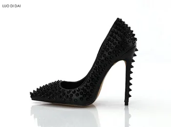 

2019 New arrival women spike stud high heels thin heel rivets pumps party shoes full spike shoes point toe dress shoes
