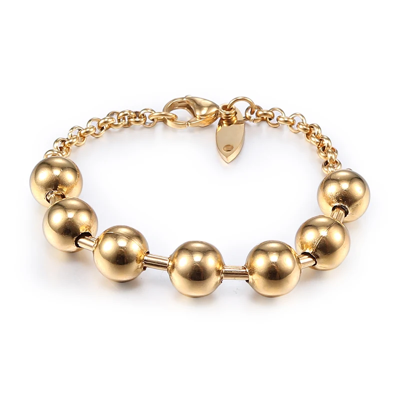 

2019 mujer jewelry wholesale stainless steel bracelet simple steel ball charm pulsera gold color for women Br03221