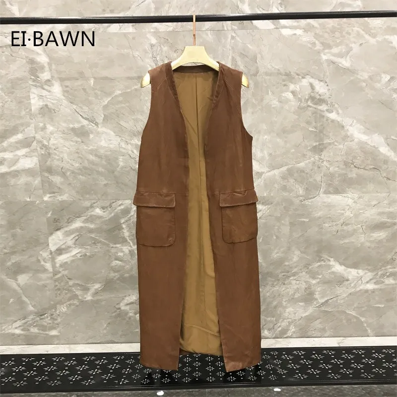 

vest women leather jacket genuine leather coat women Natural Sheepskin sleeveless jacket plus size long vest waistcoat ladies