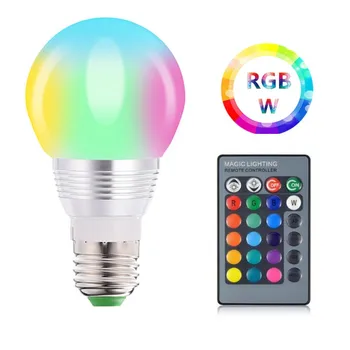 

RGB LED Bulb E27 E14 6W 16 Color Changing RGB Magic Light Bulb Lamp 85-265V 110V 220V RGB Led Spotlight with Remote Control