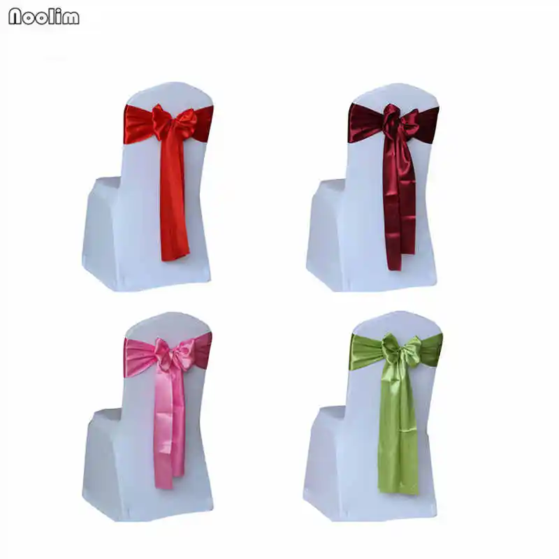 

10Pcs/set Satin Bow Tie Chair Back Flower Strap DIY for Hotel Banquet Christmas Decor Bow Knot Chair Cover Wedding Decoration