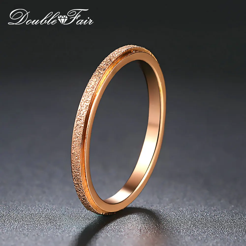 

Double Fair Fashion Simple Frosted 2 mm Wide Titanium Steel Rings For Women Rose Gold White Gold Finger Jewelry Rings DFR823M