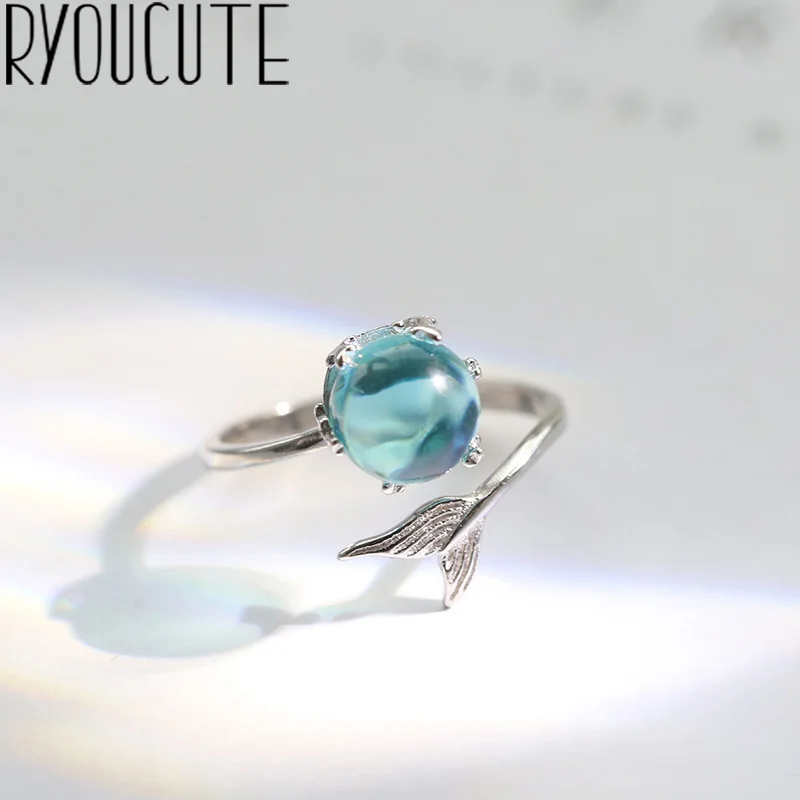 

Bohemian Real 925 Sterling Silver Mermaid Tail Rings Gifts for Women Wedding Fashion Adjustable Antique Rings joyas de plata