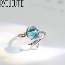 Bohemian Bất Động 925 Sterling Silver Bạc Nàng Tiên Cá Đuôi Nhẫn Quà Tặng cho Phụ Nữ Cưới Thời Trang Có Thể Điều Chỉnh Antique Nhẫn joyas de plata(China)