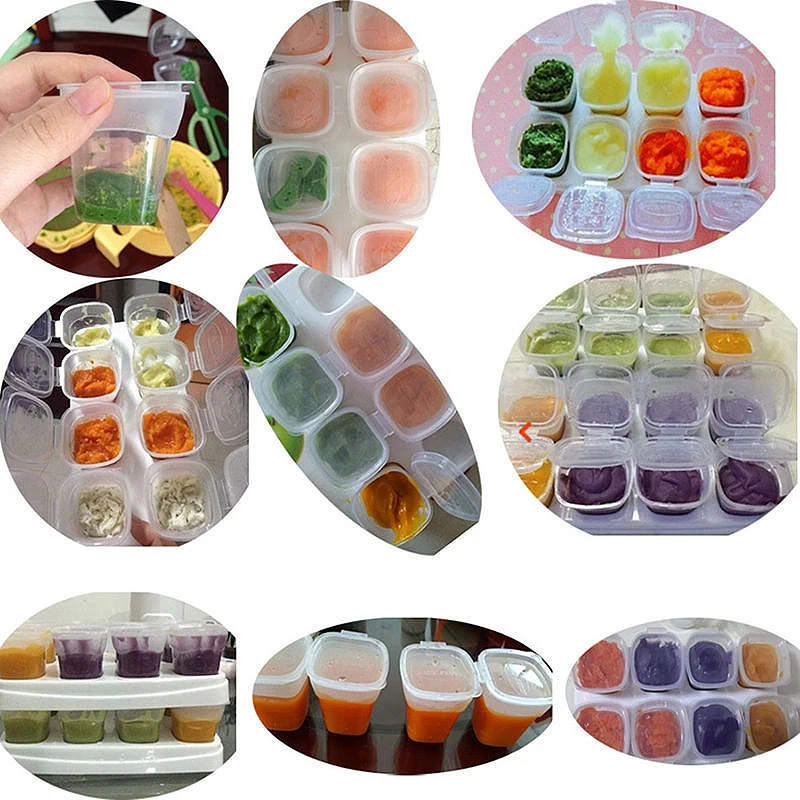 JX-LCLYL 8pcs Kids Weaning Food Feeding Box Freezing Cubes Tray Mini Storage Containers