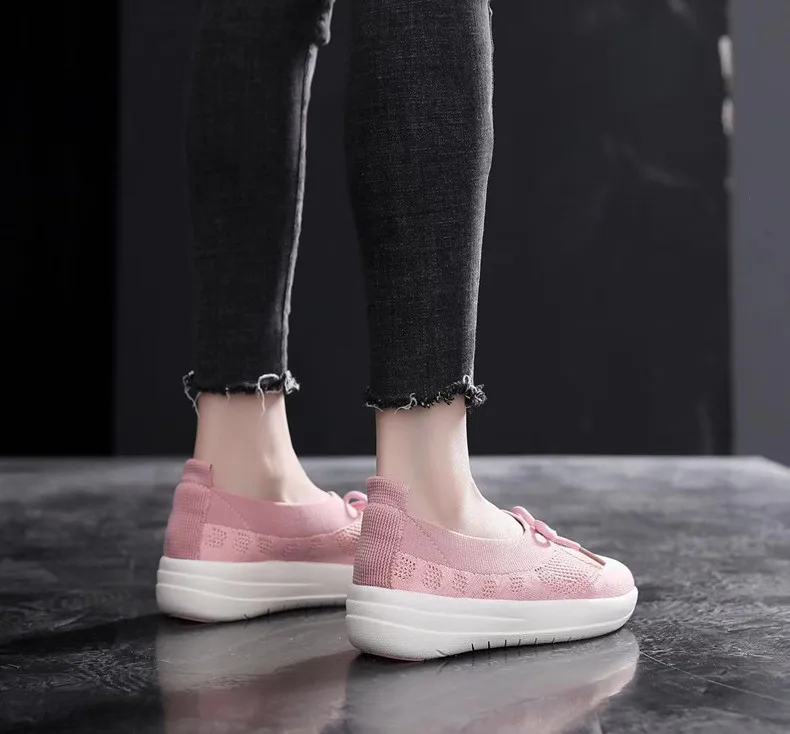 STS Brand 2019 New Spring Women Sneakers Shoes Flat Slip On Platform Sneakers For Women Black Breathable Mesh Sock Sneakers Shoe (19)