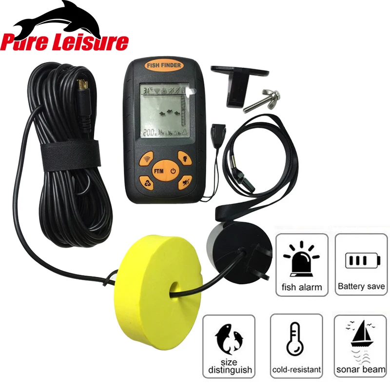 

PureLeisure New Arrival Wireless Fish Finder Sonar LCD Fish Alarm Detector Sounder Underwater Mobile Fish Gps IPX4 Waterproof
