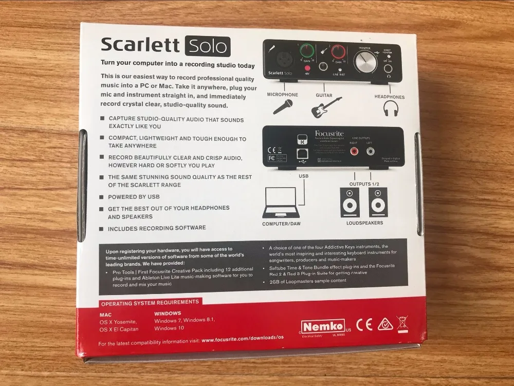 Акция Focusrite Scarlett Solo II 2 входа 2 выхода USB аудио интерфейс звуковая карта профессиональная для записи микрофона