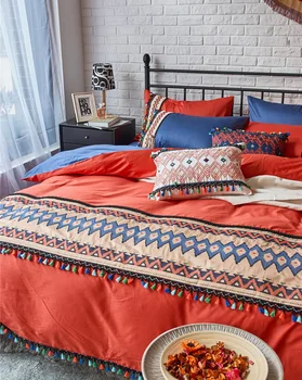 

Mediterranean Embroideredy Egyptian cotton Wedding Bedding King size 4pcs Bedding set Duvet Quilt coverBedsheet Pillowcase