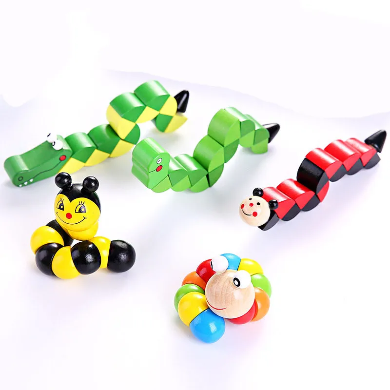 Colorful Wooden Worm Puzzles Kids Learning Educational Didactic Baby Development Toys Fingers Game For Children Montessori Gift 13
