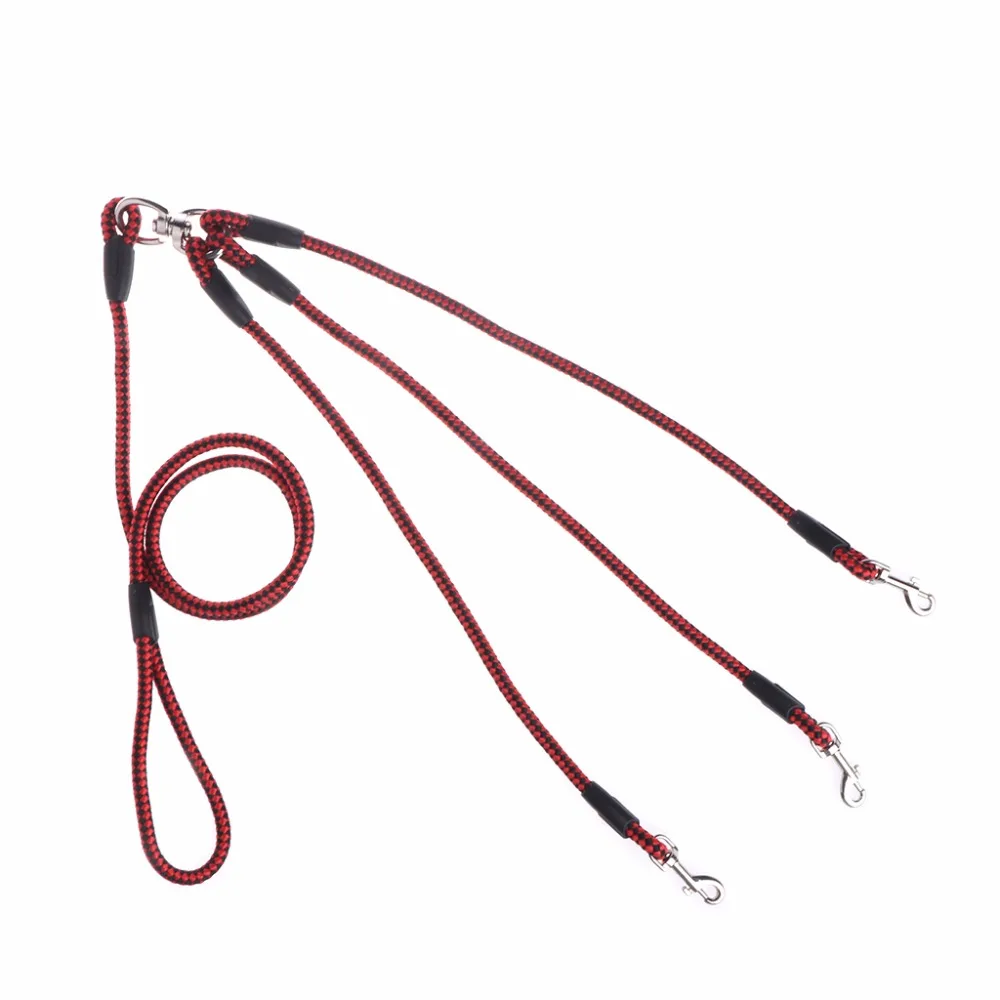 

Heavy Duty Triple Pet Dogs Leash Coupler Lead With Nylon Soft Handle For Walking 3 Dogs Outside Traction Rope Pet Supplies C42