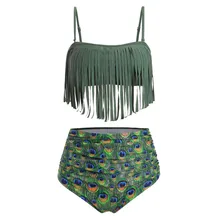 KANCOOLD, женские купальные костюмы из двух частей, с высокой талией, с оборками, с нижней частью, купальник, бразильский, пуш-ап, размера плюс, пляжная одежда