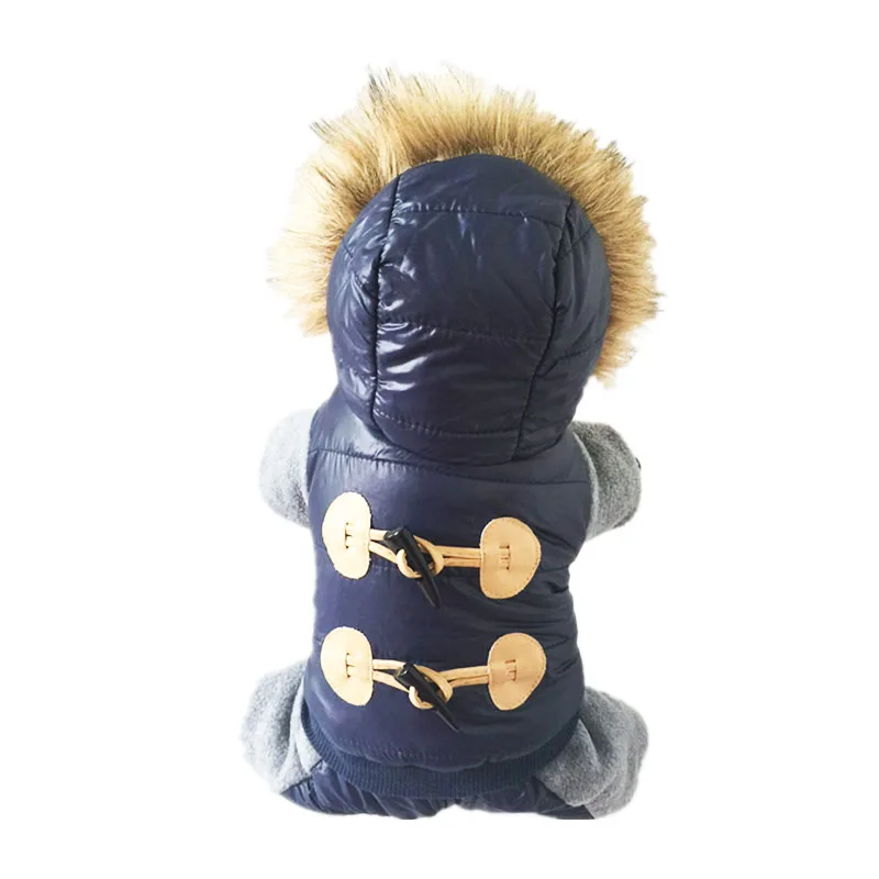 Promo  New Thickening Warm Jacket Winter Dog Clothes Pet Coat Clothing Hooded Jumpsuit Warm Clothes For Do
