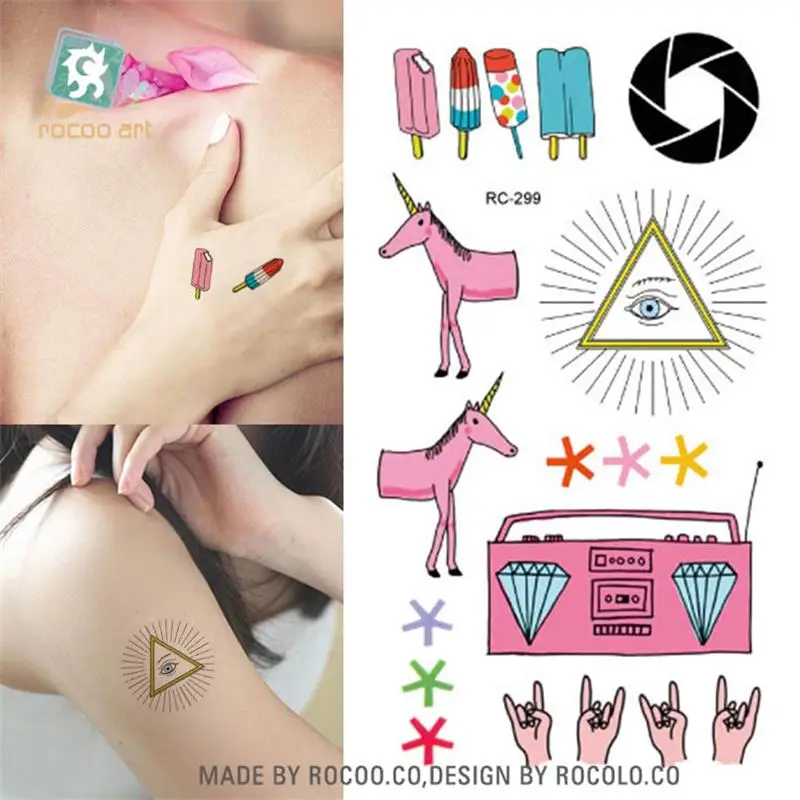 

Body Art waterproof temporary tattoos for women and men 3d lovely unicorn design small arm tattoo sticker wholesale RC2299