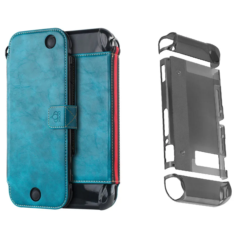 

Nintend Switch Accessories 2 in 1 Carring Leather Case Flip Cover With Crystal Dockable Shell For Nintendos Switch NS Console