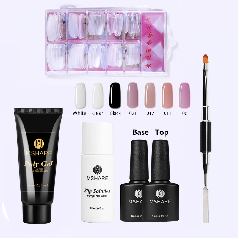 

MSHARE Poly Gel Set for Nail Art Acrylic Gel Solution Fast Building Modle Crystal Jelly Nail Gel Polish Tools All for Manicure