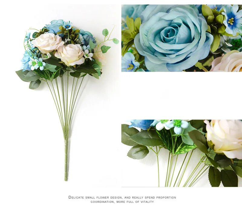 JAROWN Artificial silk French Rose Floral Bouquet Fake Flower Arrange Table Daisy Wedding Decor Party accessory Flores bouch (36)