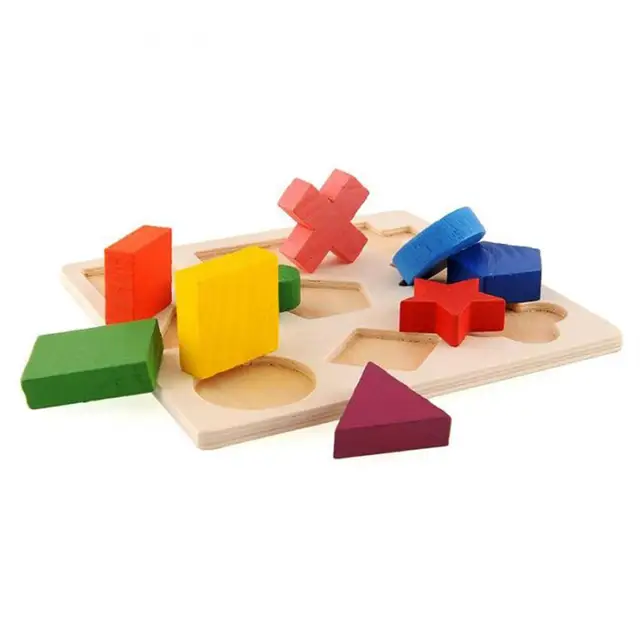 Sale Geometric Shape and Color Matching Toys Wooden 3D Puzzles Baby Montessori Early Educational Learning Toy for Children 5