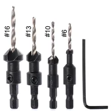 5pcs Woodworkers Countersink Drill Bit Set W/ Quick Change 1/4 Hex Shaft Tapered Wood Drill Countersinks Size #6 #10 #13 #16 5pcs Woodworkers Countersink Drill Bit Set W/ Quick Change 1/4 Hex Shaft Tapered Wood Drill Countersinks Size #6 #10 #13 #16