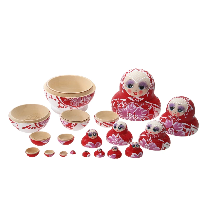 10PCS set Baby font b toys b font Baby Kids Wooden Russian Nesting Dolls Matryoshka Dolls