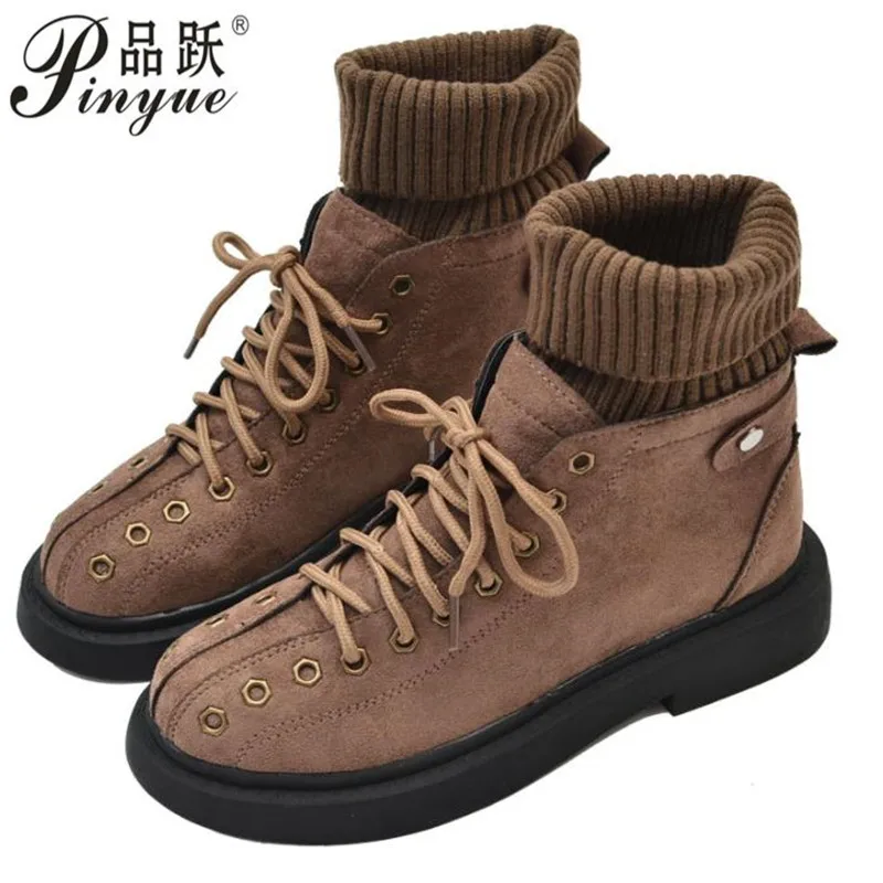 

literary retro thick bottom ankle boots 2019 winter new boot Harajuku style short boot British Short boots