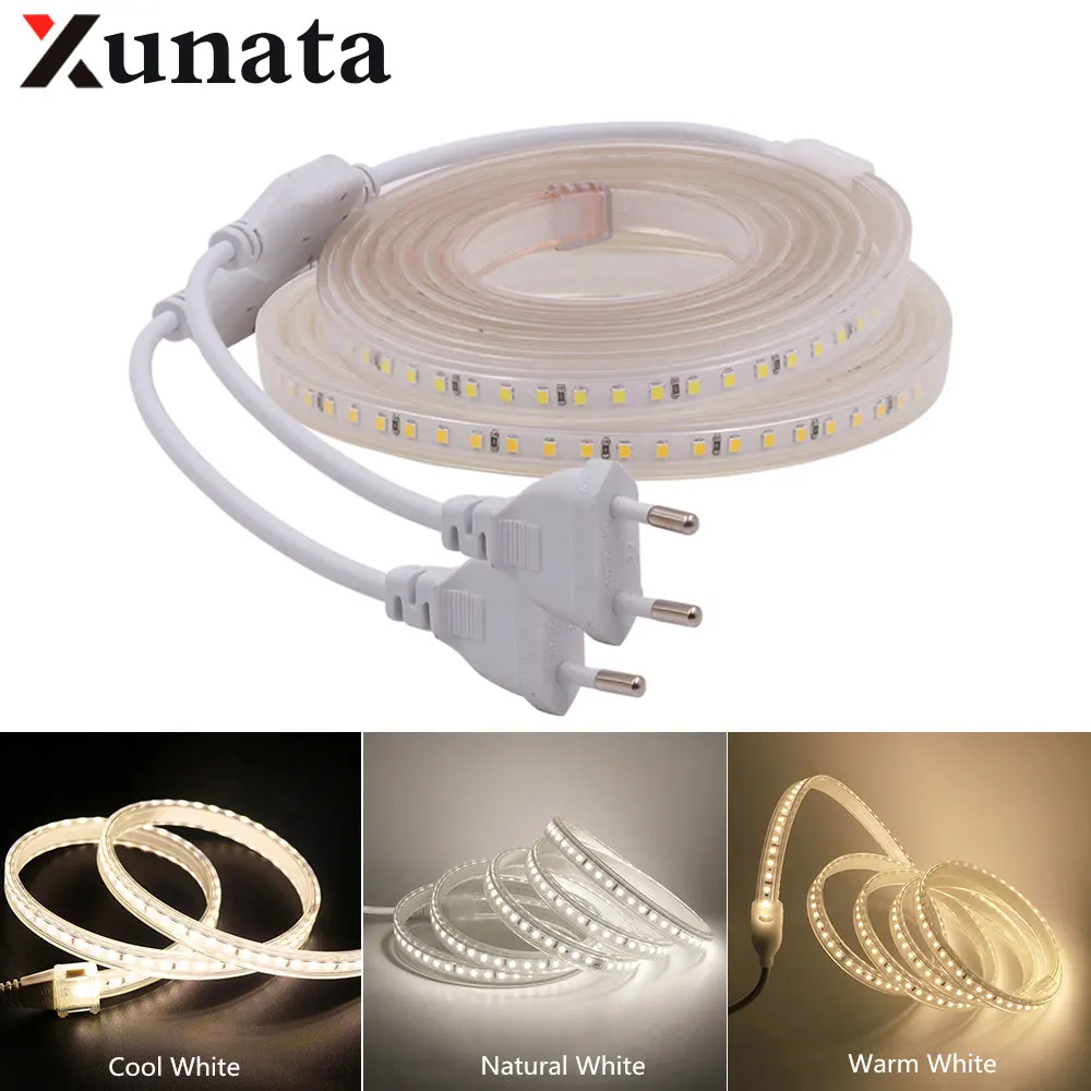 #Best SMD 2835 LED Strip AC 220V Flexible Waterproof Ribbon Tape 120Leds m Strip Rope Light Decoration Warm Whith Cold White