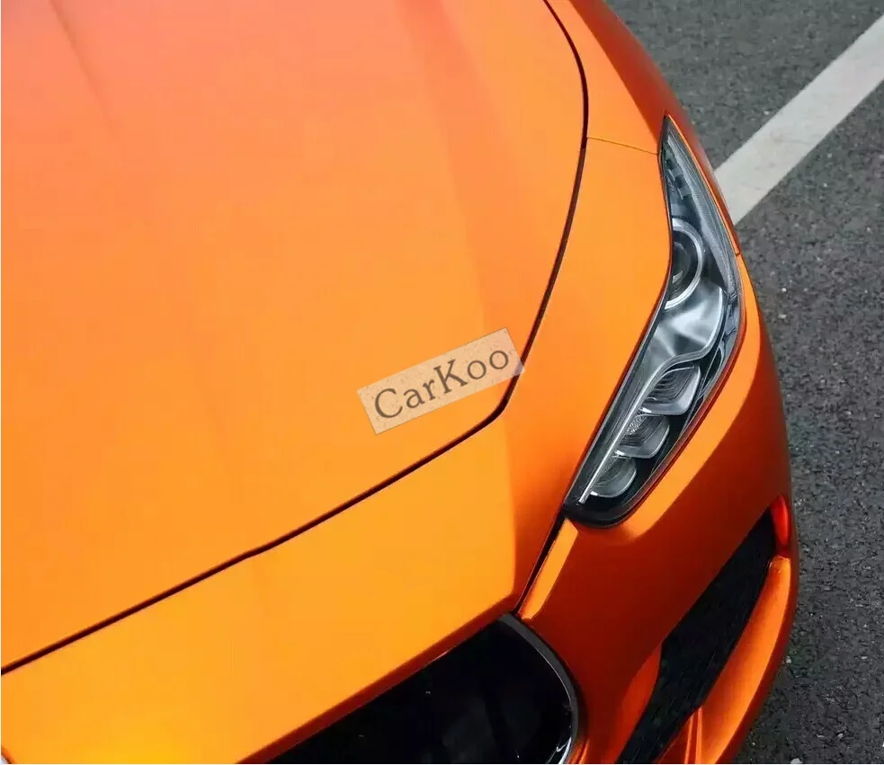 Orange Матовый хром винил автомобилей wrap Винил изменение цвета клей матовая пленка С Воздушного Пузыря Free Metallic