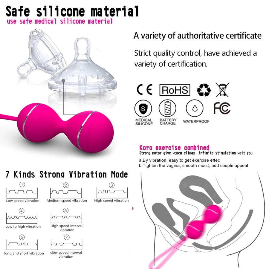 Purple wireless remote control vibrating ball Exercise smart love Ball of jump eggs Female Kegel Vaginal Tight Sex Toy for women
