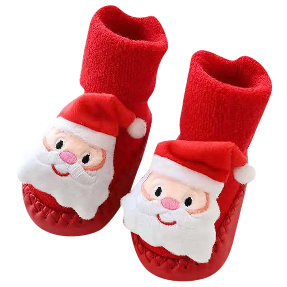 Новые модные рождественские носки-тапочки для новорожденных мальчиков и девочек, Нескользящие Детские носки, популярный прекрасный подарок для ребенка, Chaussettes de sol@ 18